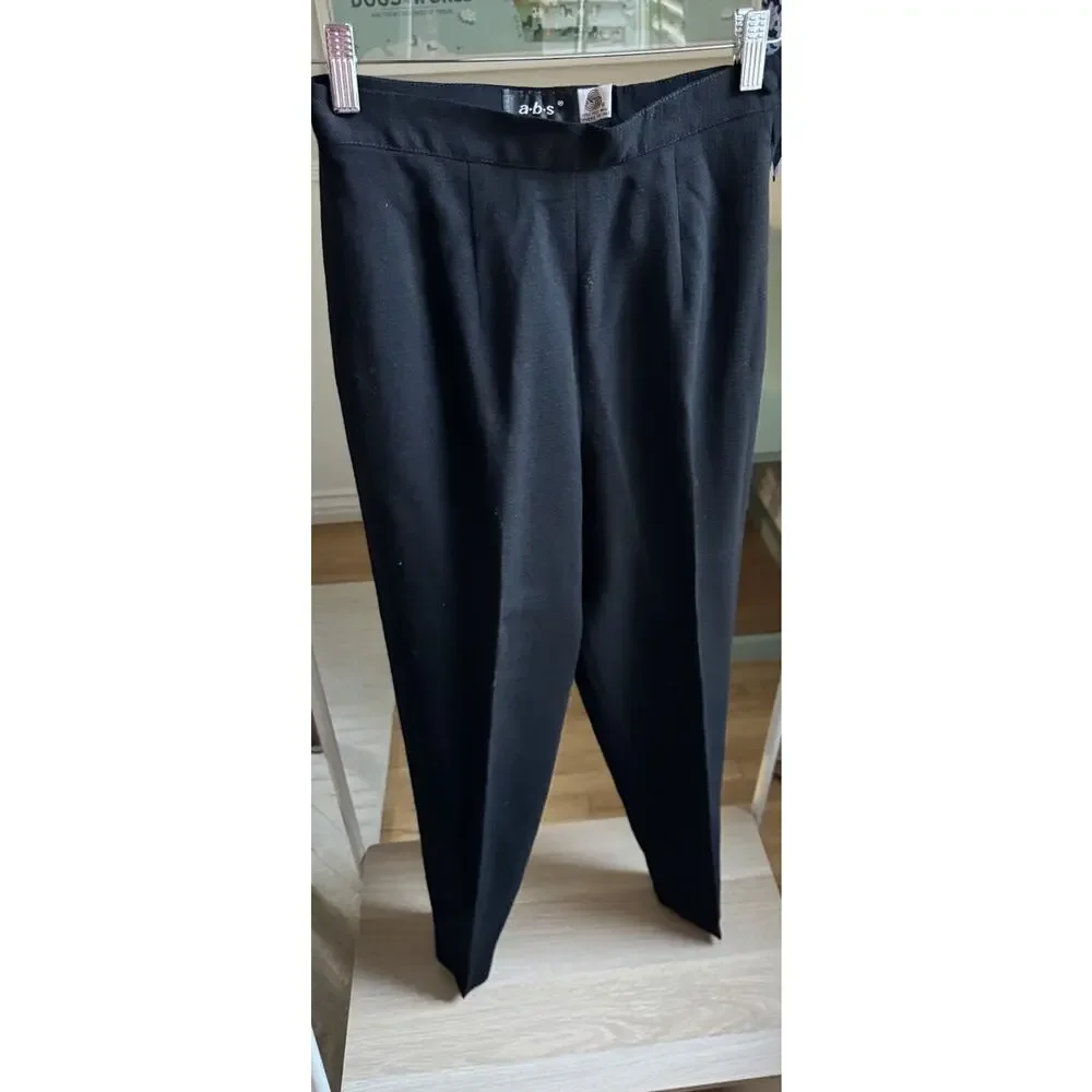 VTG Y2K Black ABS ALLEN B SCHWARTZ Dress Pant Legging 100% Wool Sz 4 Work - Picture 1 of 7